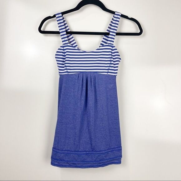 Lululemon Striped Relaxed Fit Sleeveless Tank Top Built in Bra Women's Size 4 - Picture 1 of 11
